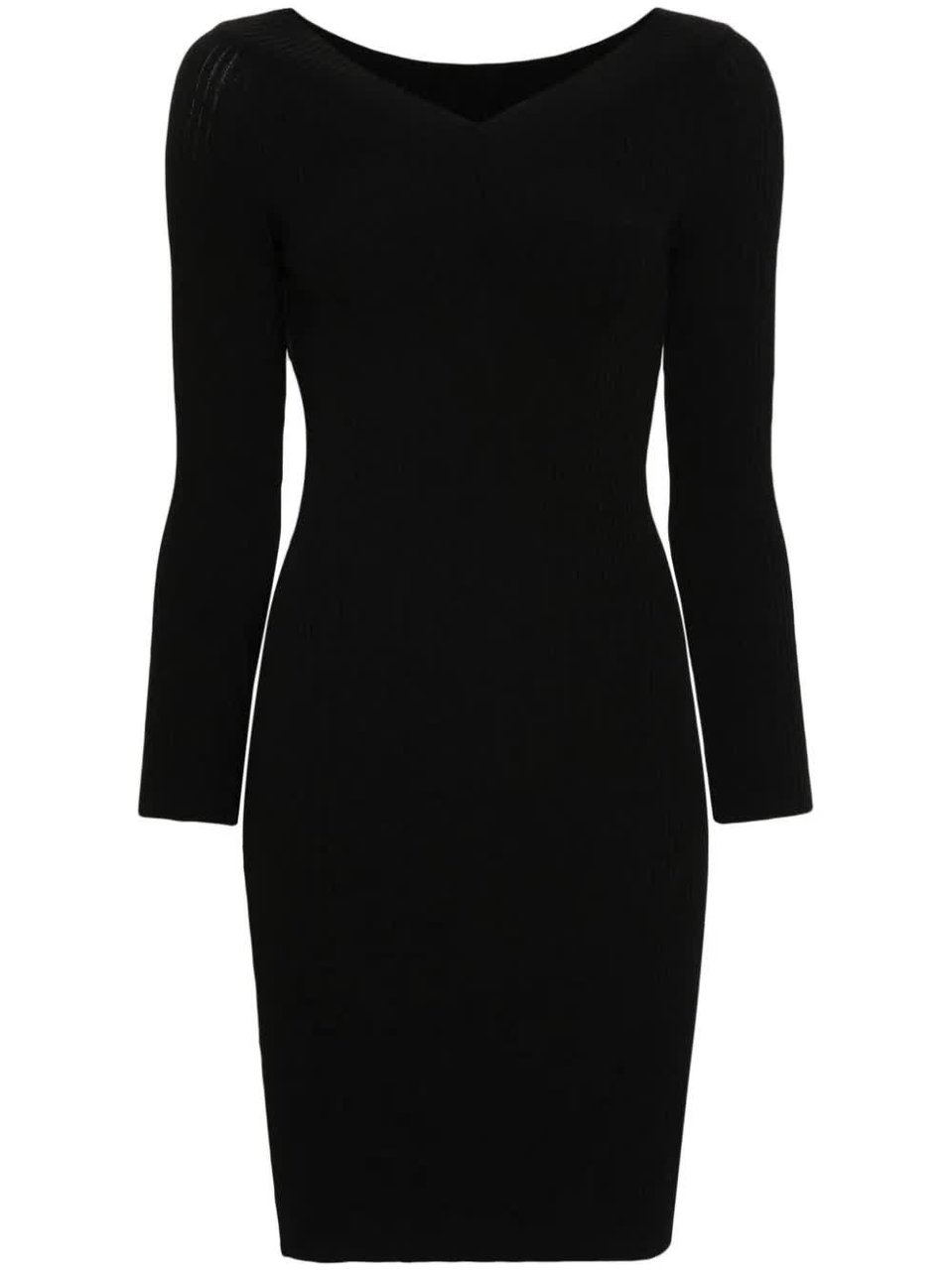Alberta Ferretti Black Abito Fitted Ribbed Viscose Dress Zwart