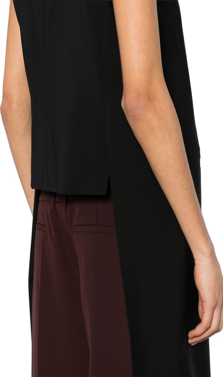 Alberta Ferretti Black Gilet Sleeveless Long Wool Gilet Zwart