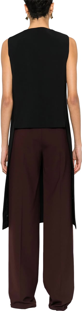 Alberta Ferretti Black Gilet Sleeveless Long Wool Gilet Zwart