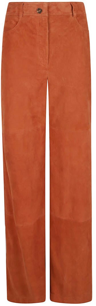Alberta Ferretti Wide-Leg Brown Trousers With Button Closure Rood
