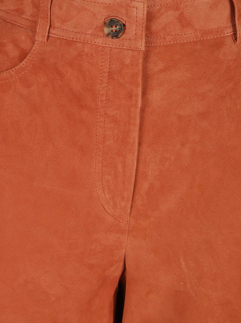 Alberta Ferretti Wide-Leg Brown Trousers With Button Closure Rood