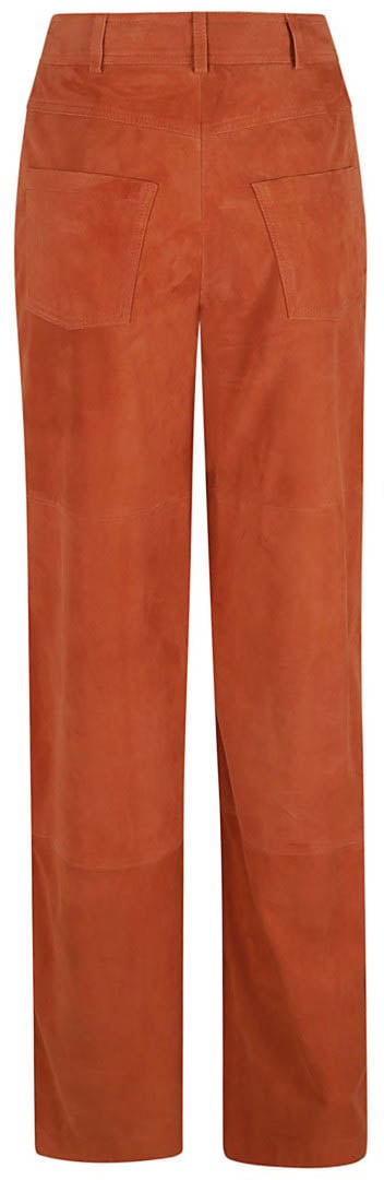 Alberta Ferretti Wide-Leg Brown Trousers With Button Closure Rood