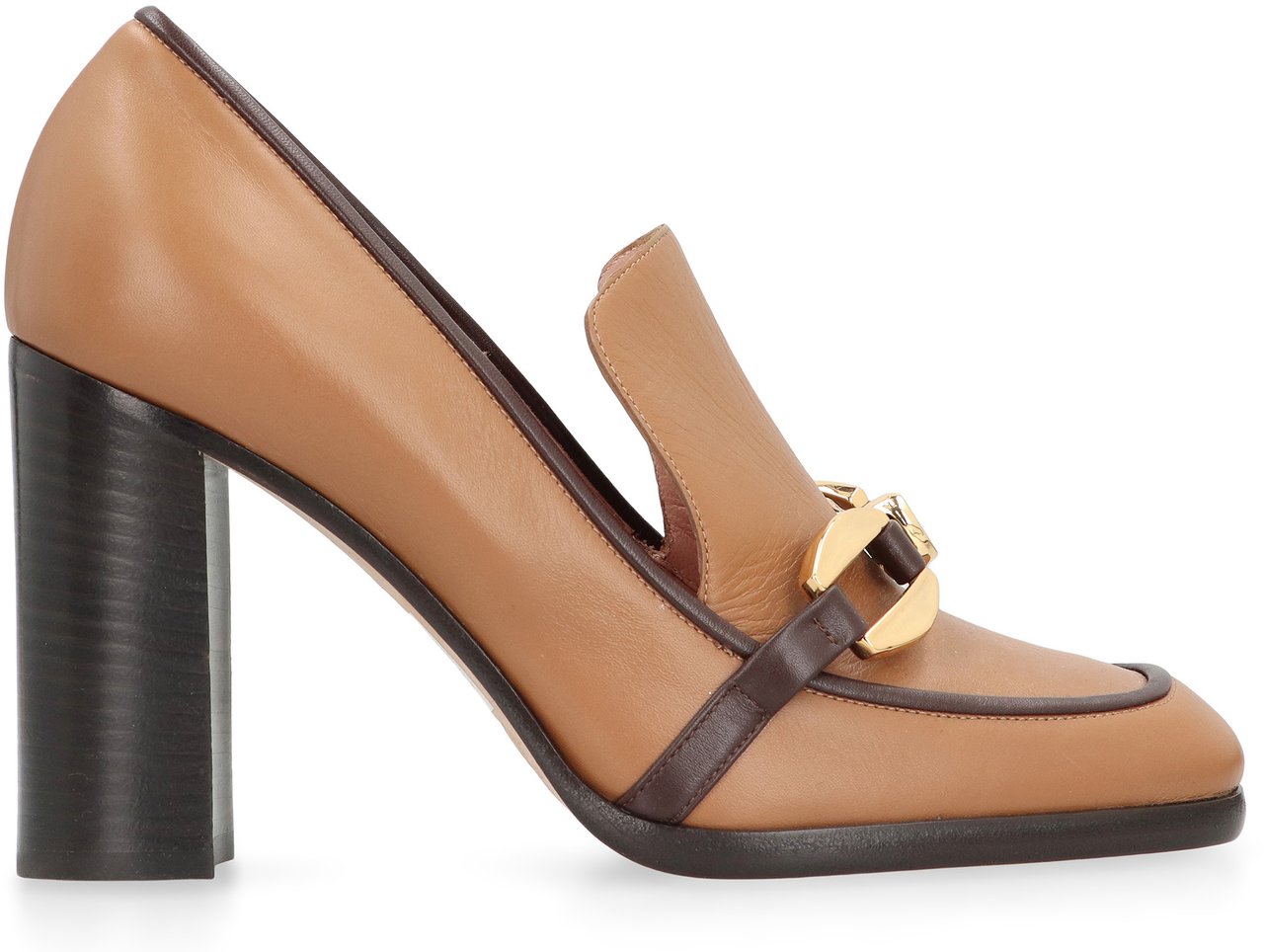 Alberta Ferretti Moccasins in leather with heel Bruin