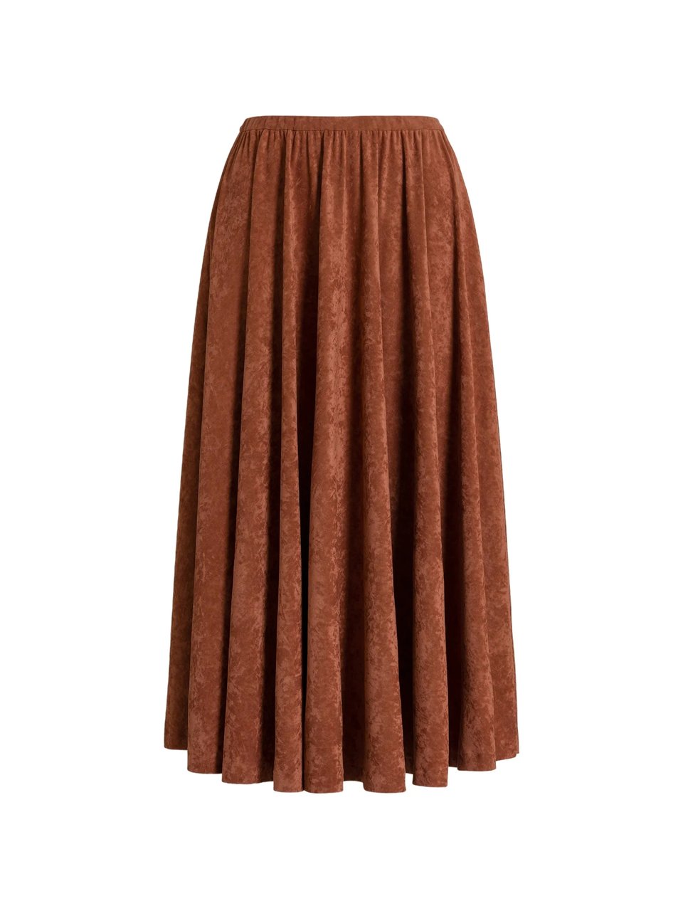 Alberta Ferretti Brown Triacetate Blend Gathered Midi Skirt Bruin