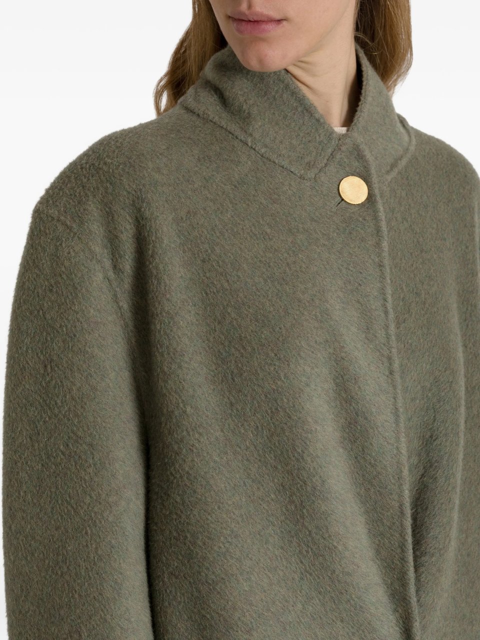 Alberta Ferretti Relaxed Fit Long Coat with Notched Lapel Neutraal