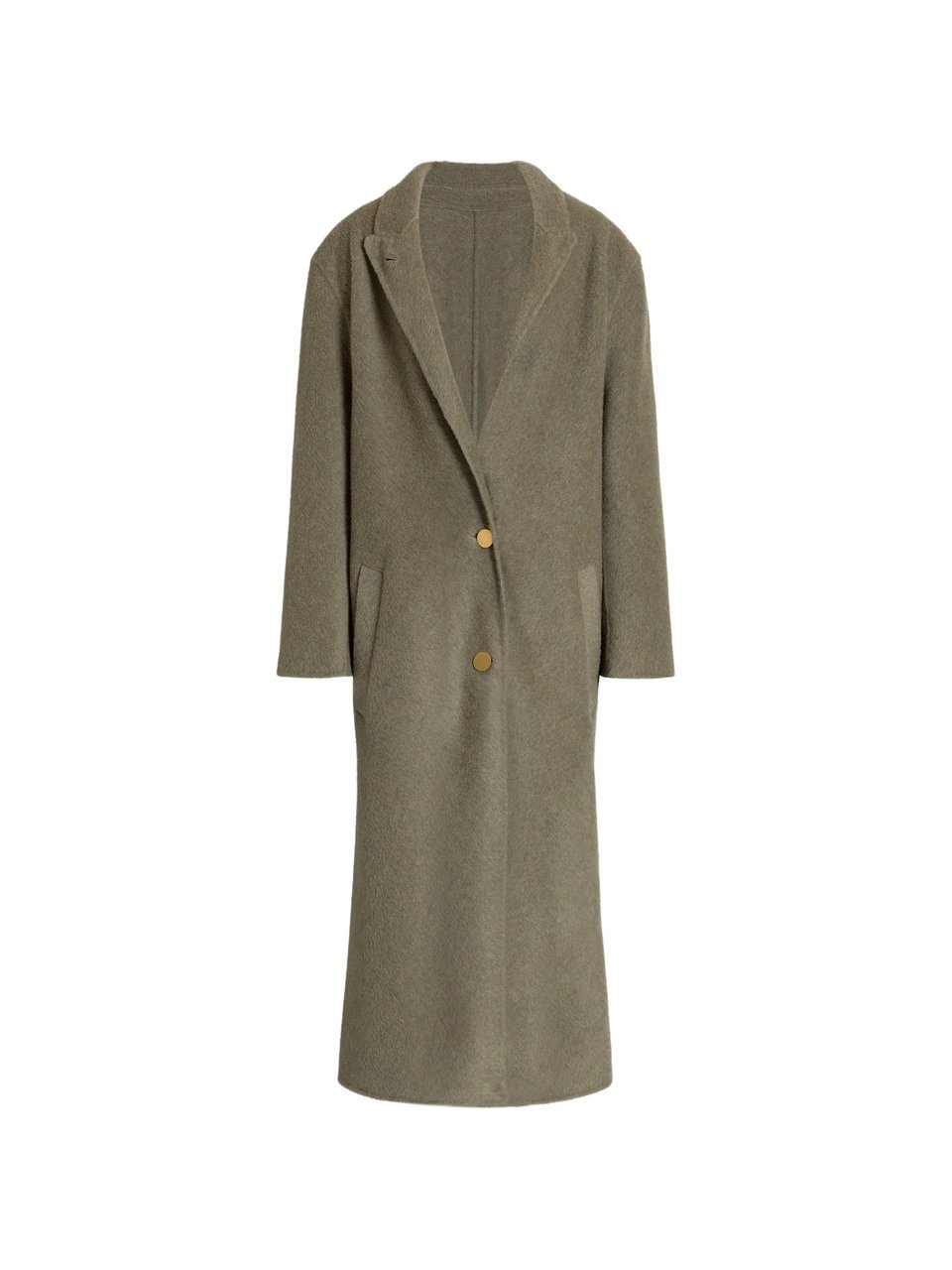 Alberta Ferretti Relaxed Fit Long Coat with Notched Lapel Neutraal