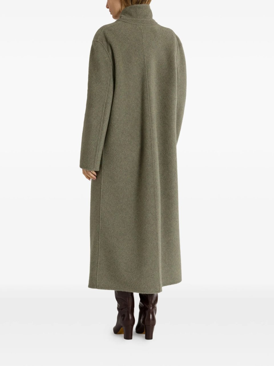 Alberta Ferretti Relaxed Fit Long Coat with Notched Lapel Neutraal