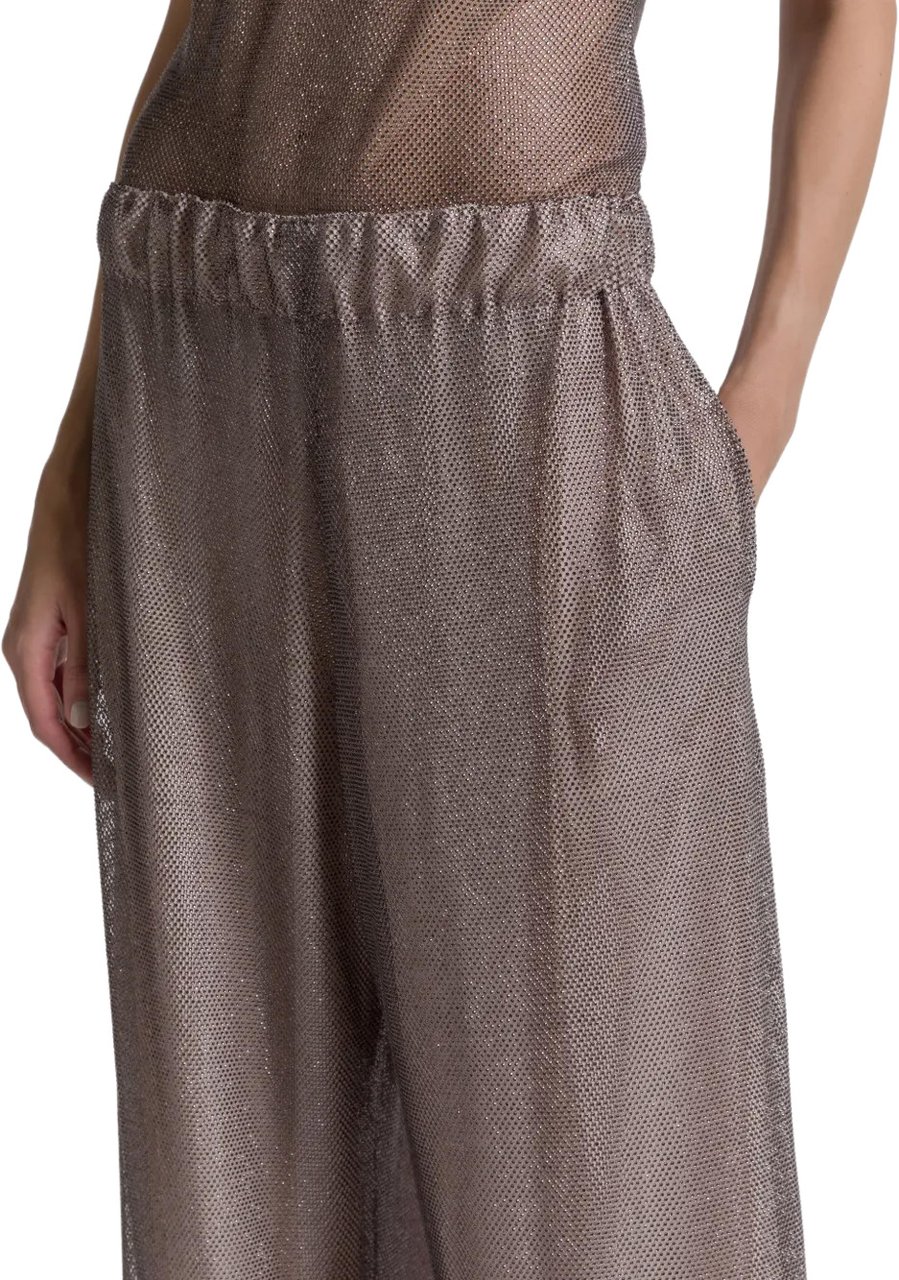 Alberta Ferretti Wide-Leg Pants with Elastic Waistband and Sheer Fabric Grijs