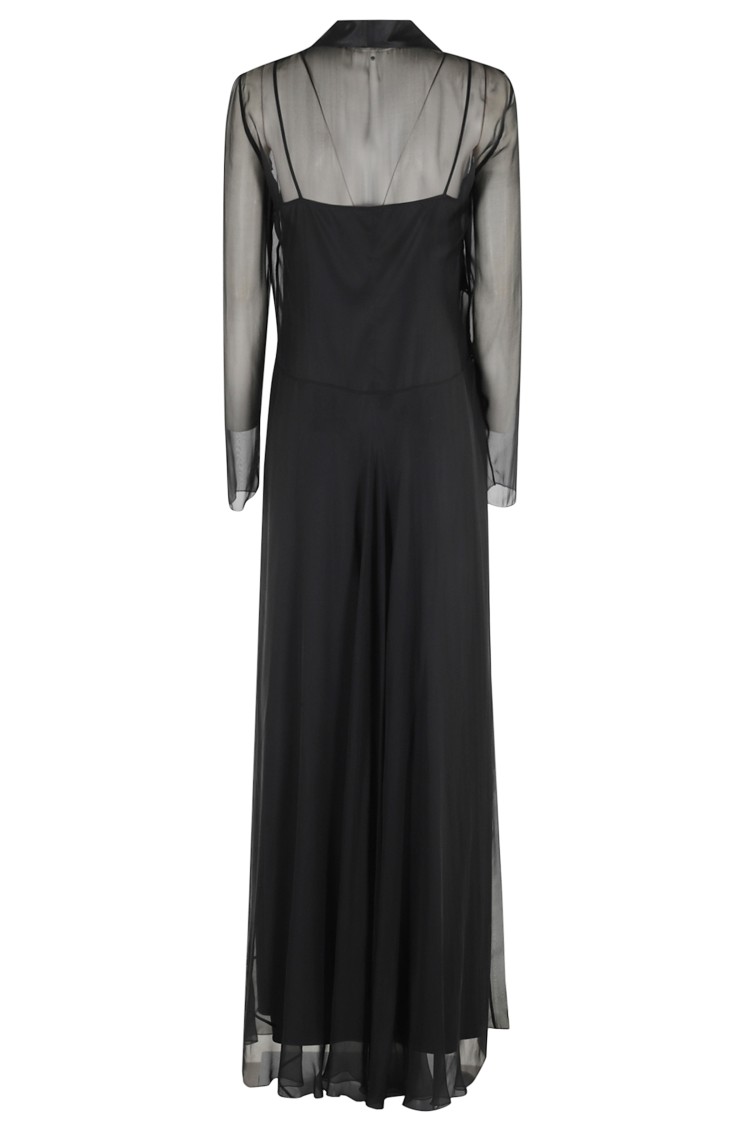 Alberta Ferretti Flowing Black Silk Maxi Dress Zwart