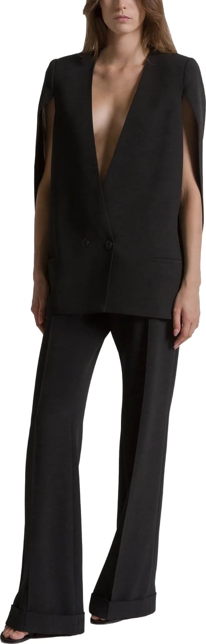 Alberta Ferretti Black Structured Sleeveless Viscose Jacket Zwart