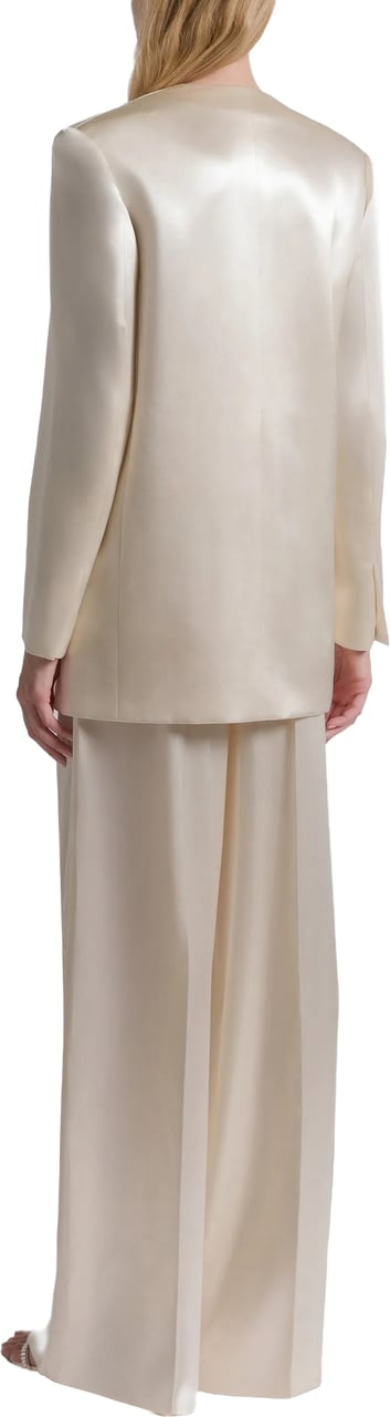 Alberta Ferretti Double-Breasted Jacket with Oversized Silhouette and Lustrous Finish Wit
