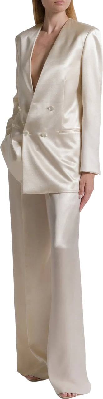 Alberta Ferretti Double-Breasted Jacket with Oversized Silhouette and Lustrous Finish Wit