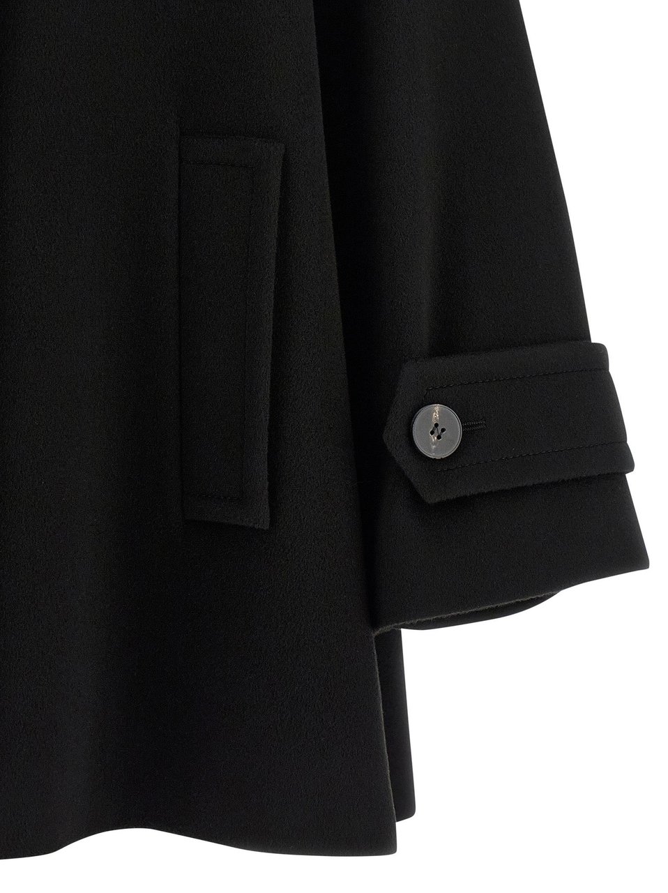 Alberto Biani Black Virgin Wool Coat Zwart