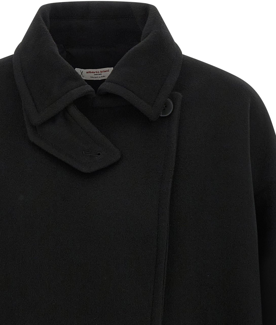 Alberto Biani Black Virgin Wool Coat Zwart