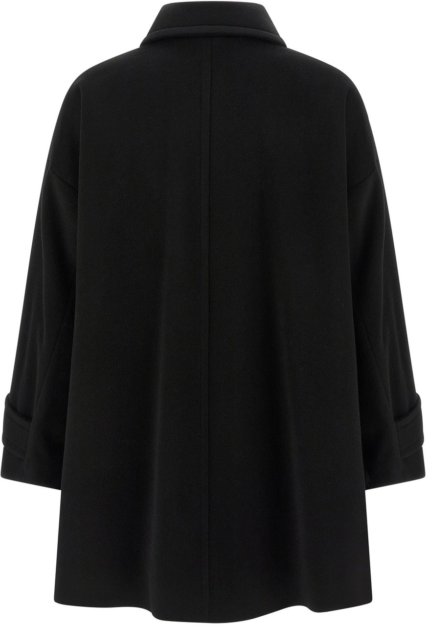 Alberto Biani Black Virgin Wool Coat Zwart