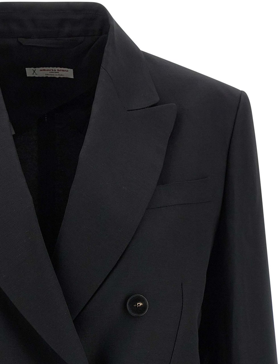 Alberto Biani Black Viscose Blazer Zwart