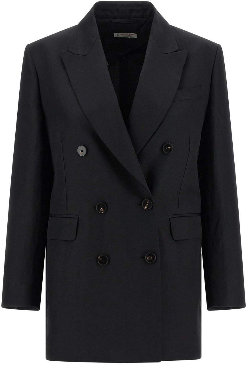 Alberto Biani Black Viscose Blazer Zwart
