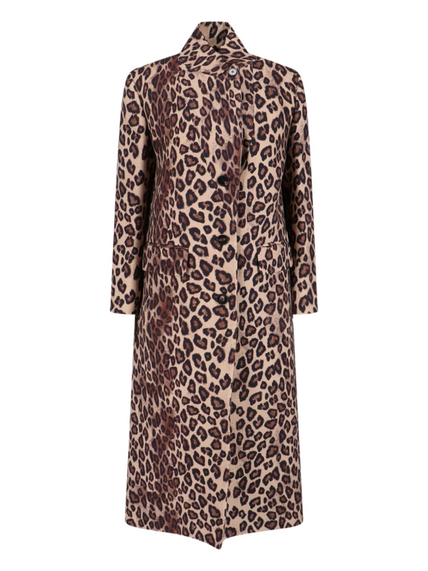Alberto Biani Structured Multicolor Coat With Zipper Closure Bruin