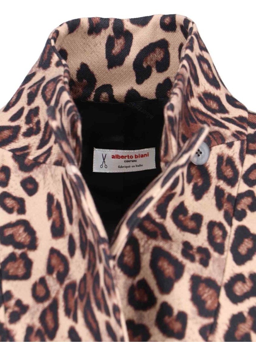 Alberto Biani Structured Multicolor Coat With Zipper Closure Bruin