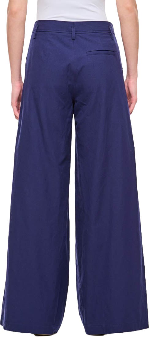Alberto Biani High-Waisted Wide-Leg Trousers With Belt Loops And Welt Pockets Blauw