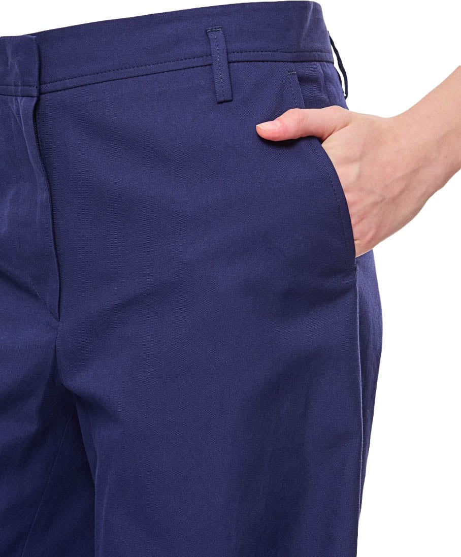 Alberto Biani High-Waisted Wide-Leg Trousers With Belt Loops And Welt Pockets Blauw