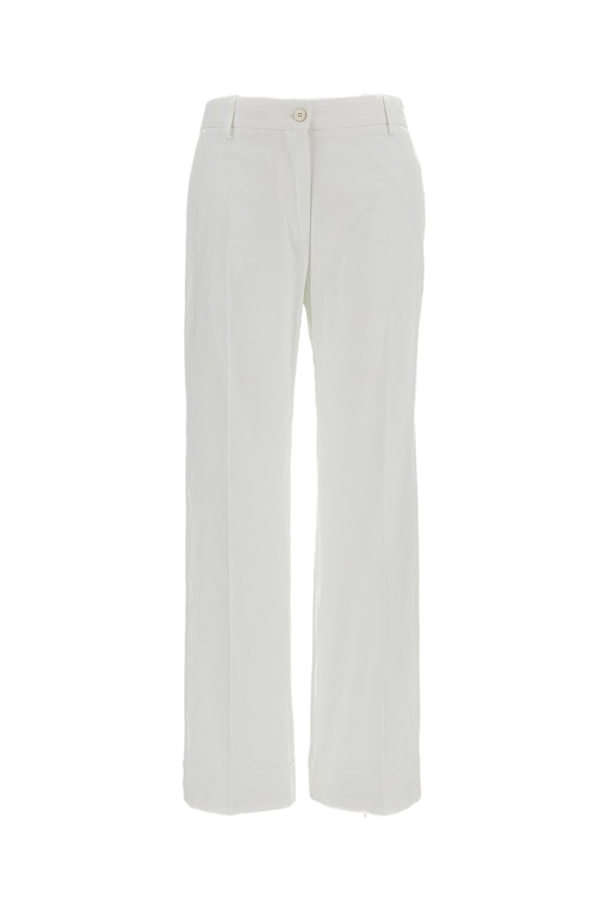 Alberto Biani White Wide-Leg Pressed Crease Pants Wit
