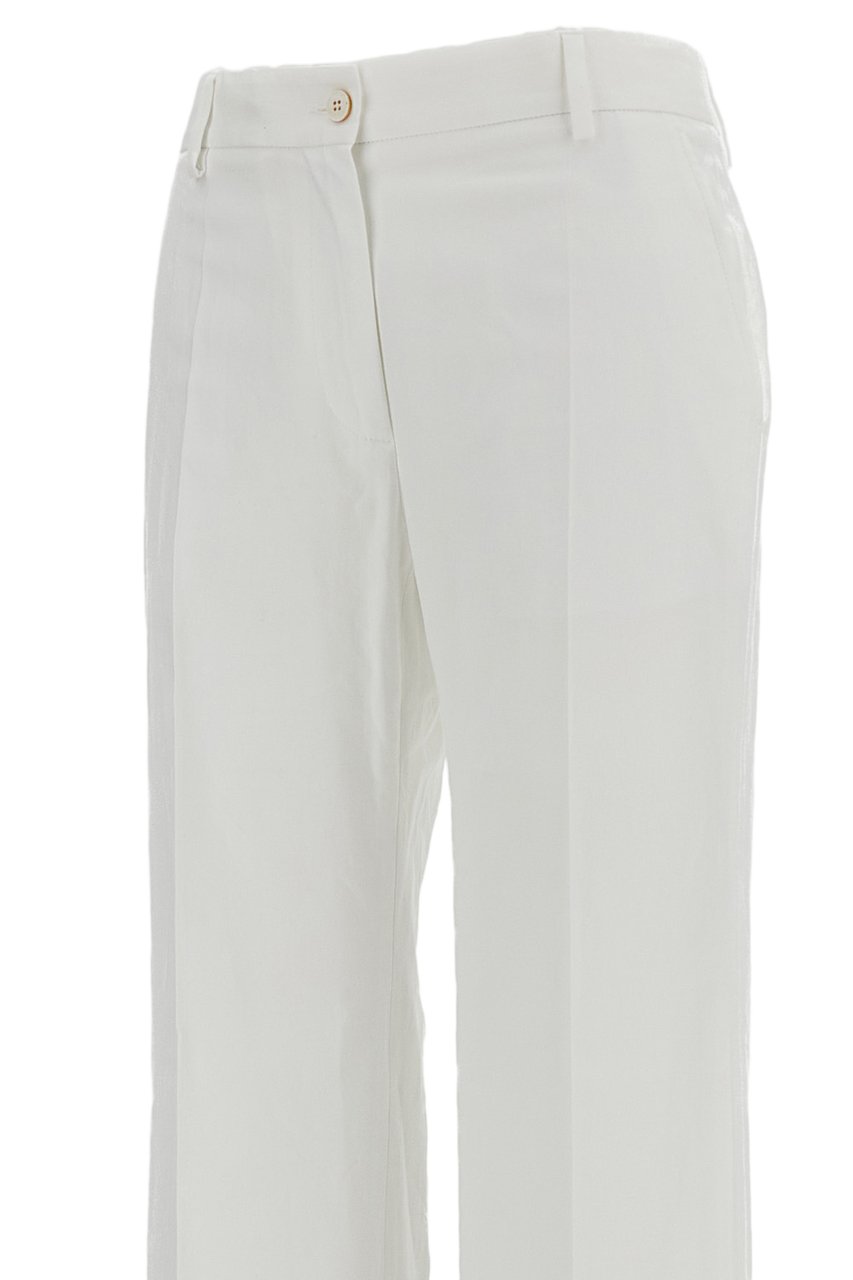 Alberto Biani White Wide-Leg Pressed Crease Pants Wit