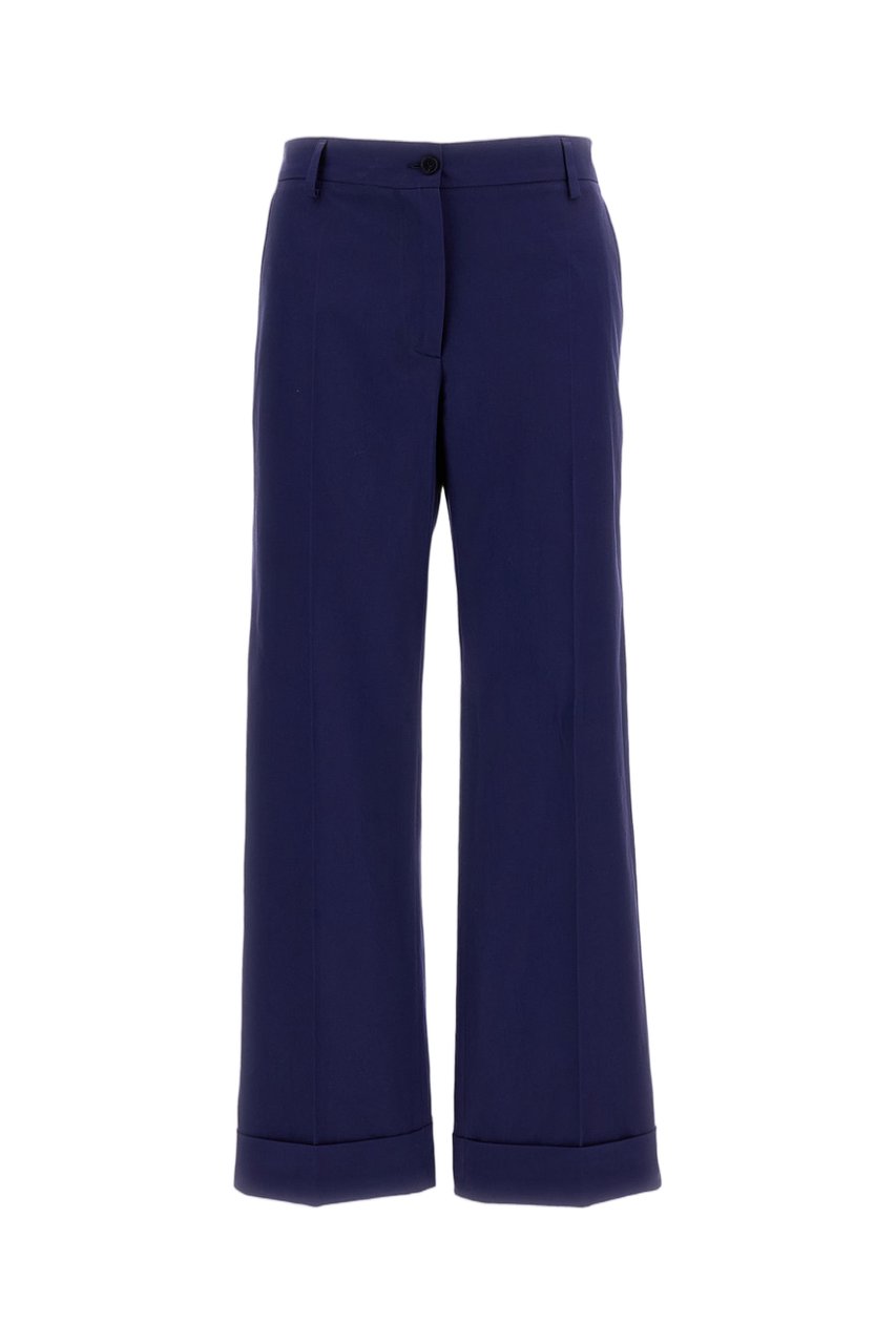 Alberto Biani Blue Wide-Leg Pressed Crease Pants Blauw
