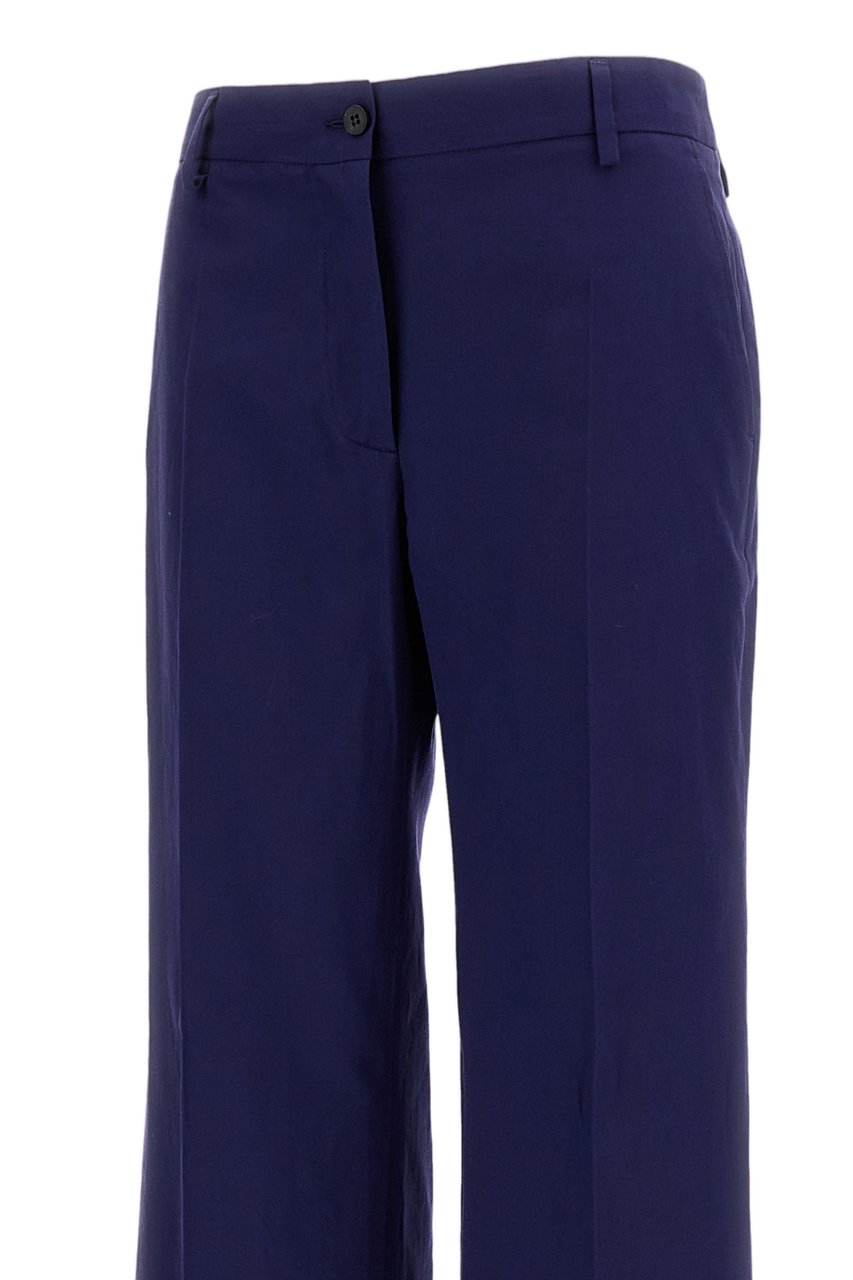 Alberto Biani Blue Wide-Leg Pressed Crease Pants Blauw