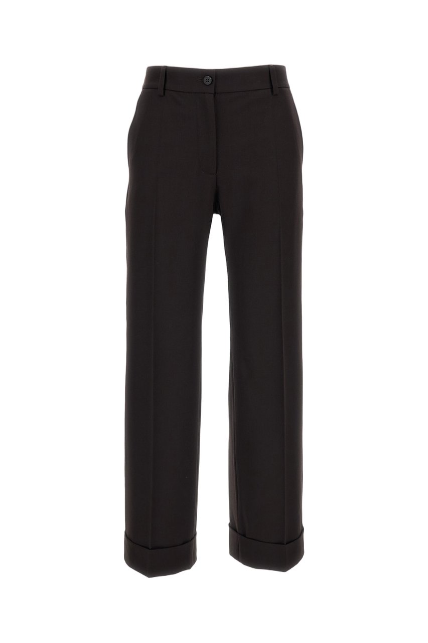 Alberto Biani Brown Charlie Tailored Wool Straight-Leg Pants Bruin