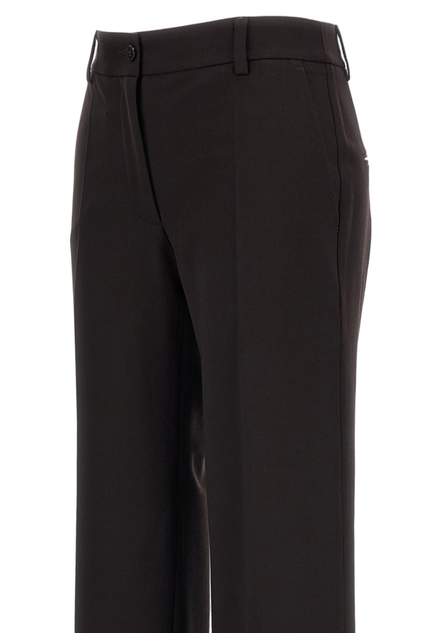 Alberto Biani Brown Charlie Tailored Wool Straight-Leg Pants Bruin