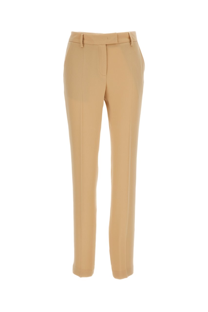 Alberto Biani Beige Straight-Leg Fluid Fabric Cropped Pants Neutraal