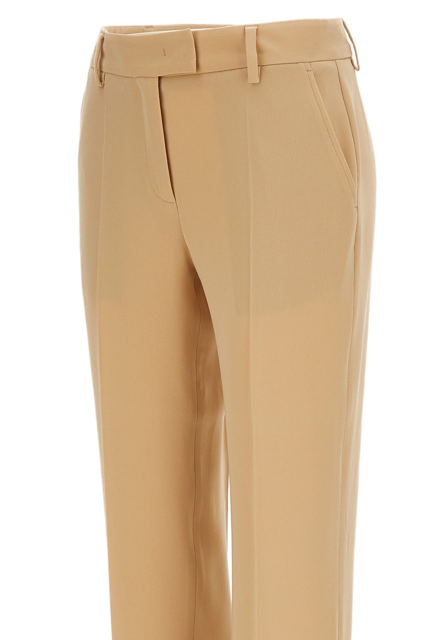 Alberto Biani Beige Straight-Leg Fluid Fabric Cropped Pants Neutraal