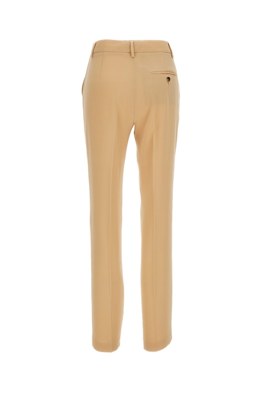 Alberto Biani Beige Straight-Leg Fluid Fabric Cropped Pants Neutraal