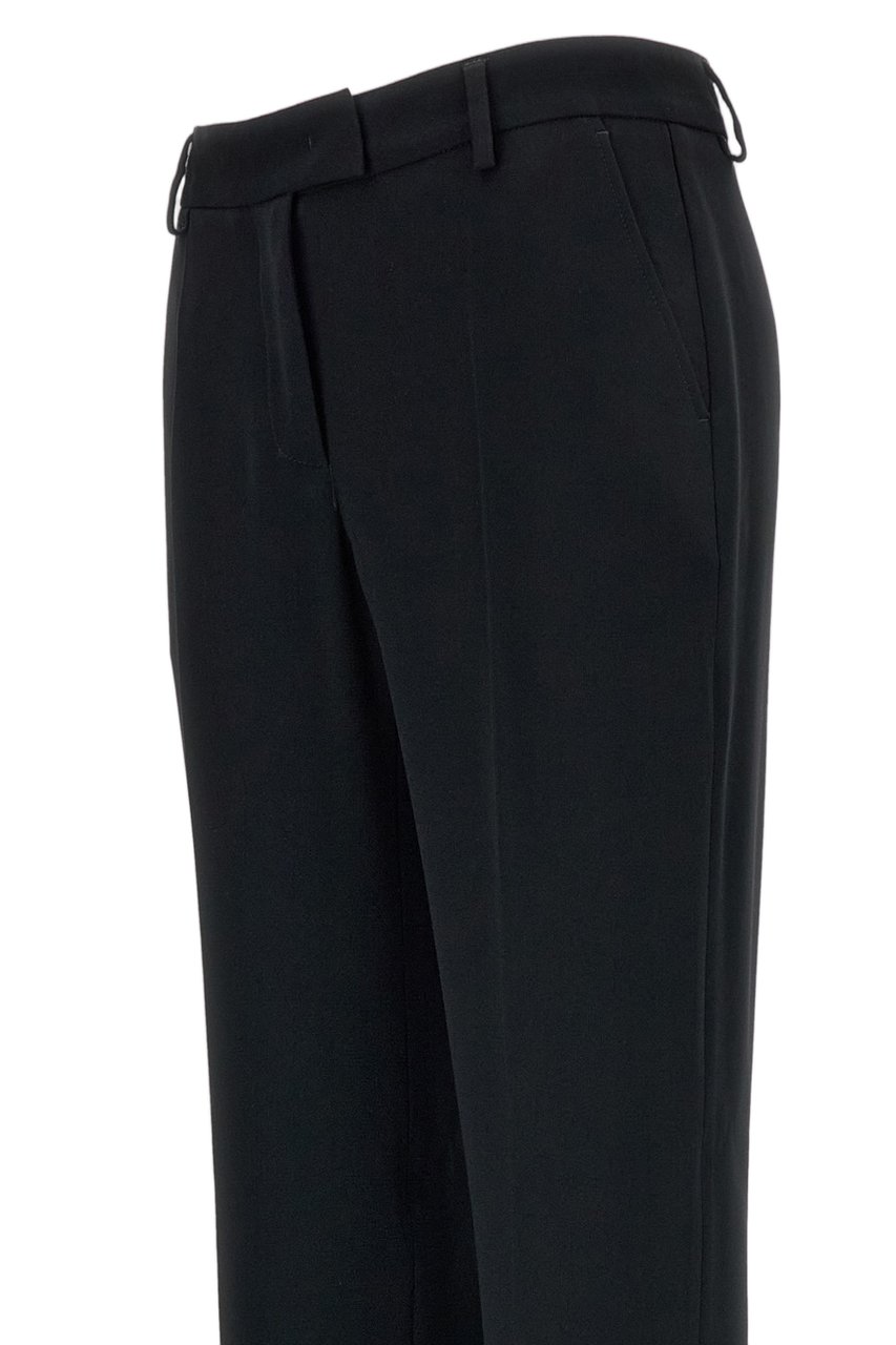 Alberto Biani Black Straight-Leg Fluid Fabric Cropped Pants Zwart