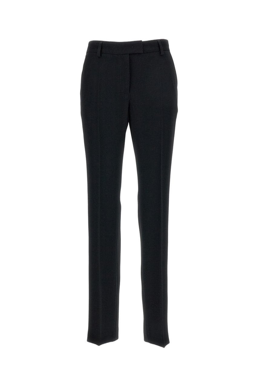 Alberto Biani Black Straight-Leg Fluid Fabric Cropped Pants Zwart