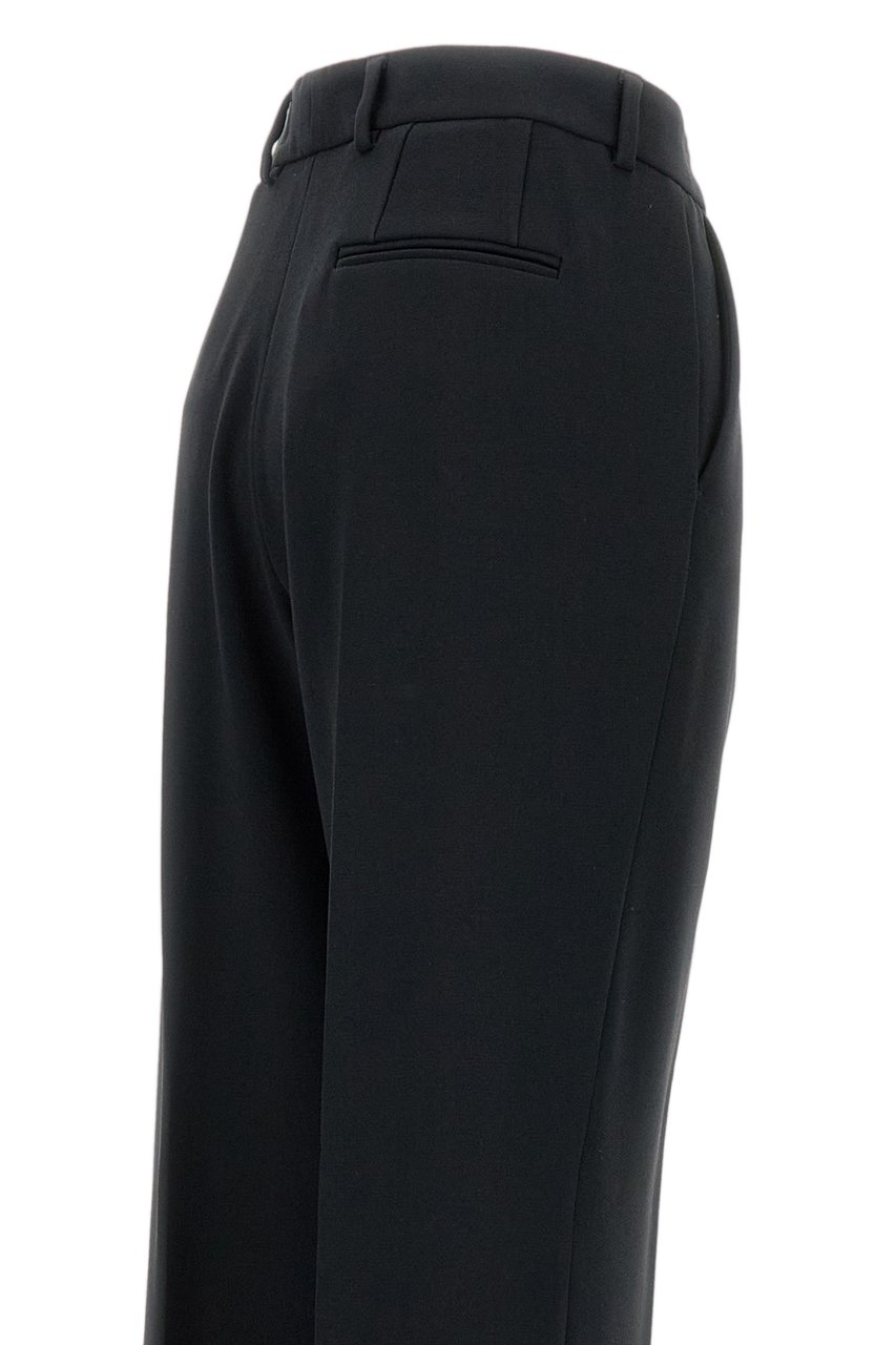 Alberto Biani Flared Black Cady Trousers with Tailored Silhouette Zwart
