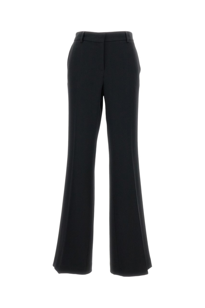 Alberto Biani Flared Black Cady Trousers with Tailored Silhouette Zwart
