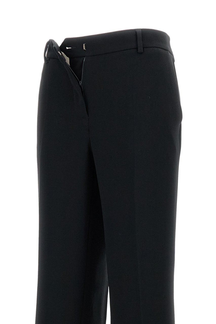 Alberto Biani Flared Black Cady Trousers with Tailored Silhouette Zwart