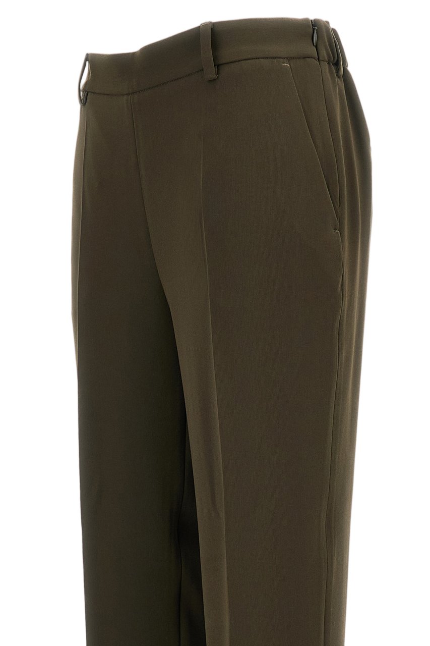 Alberto Biani Green Straight-Leg Pressed Crease Cropped Pants Groen