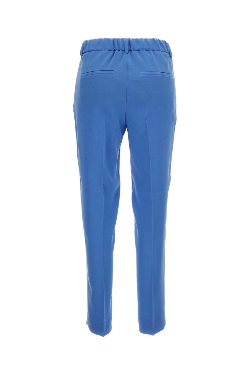 Alberto Biani Light Blue Straight-Leg Elasticated Waist Cropped Pants Blauw