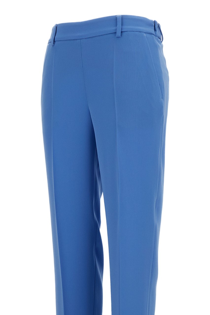 Alberto Biani Light Blue Straight-Leg Elasticated Waist Cropped Pants Blauw