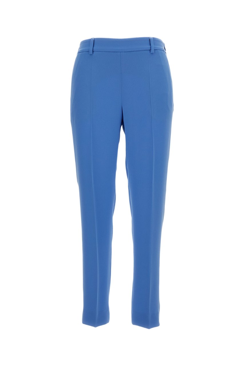 Alberto Biani Light Blue Straight-Leg Elasticated Waist Cropped Pants Blauw