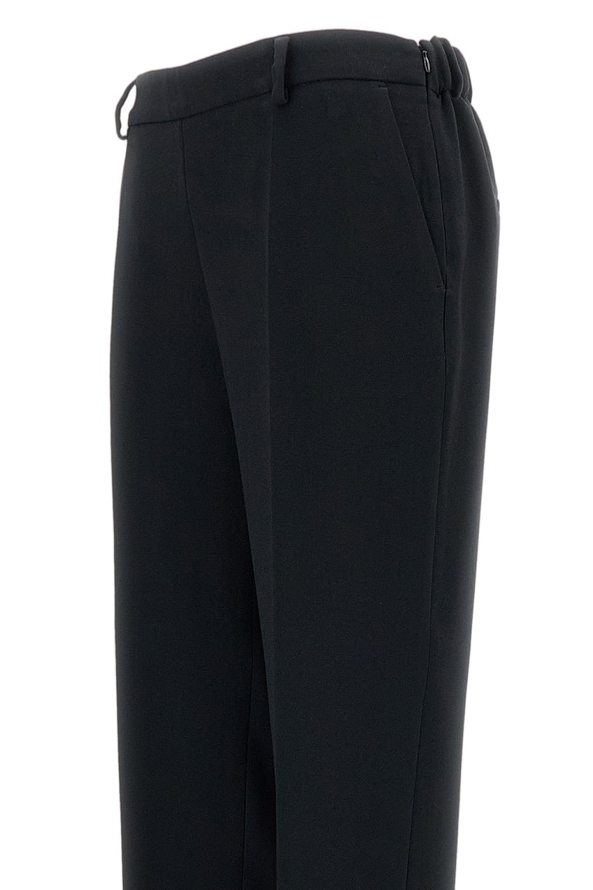 Alberto Biani Straight-Leg Trousers with Elasticated Waistband and Side Pockets Zwart