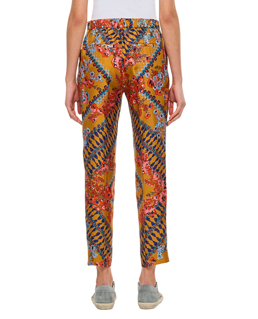 Alberto Biani Straight-Leg Trousers With Vibrant Multicolor Floral And Geometric Print Oranje