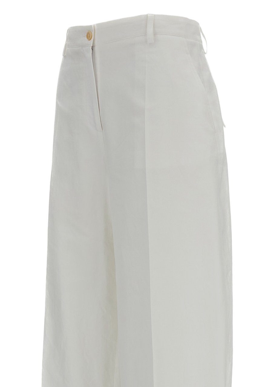 Alberto Biani Wide-Leg Cotton Trousers Neutraal