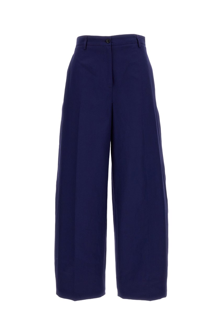 Alberto Biani Wide-Leg Cotton Trousers Neutraal