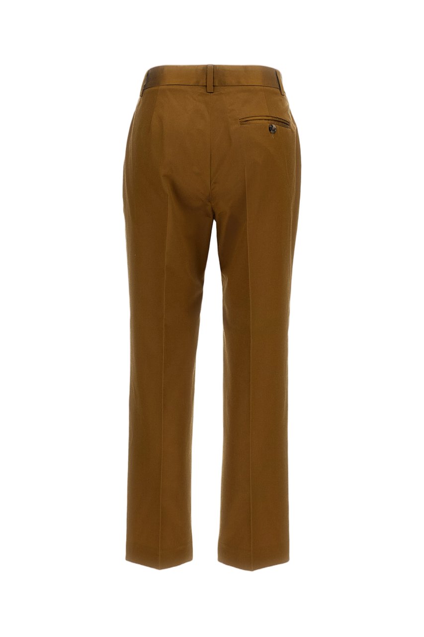 Alberto Biani Brown Silk-Blend Straight-Leg Cropped Pants Bruin
