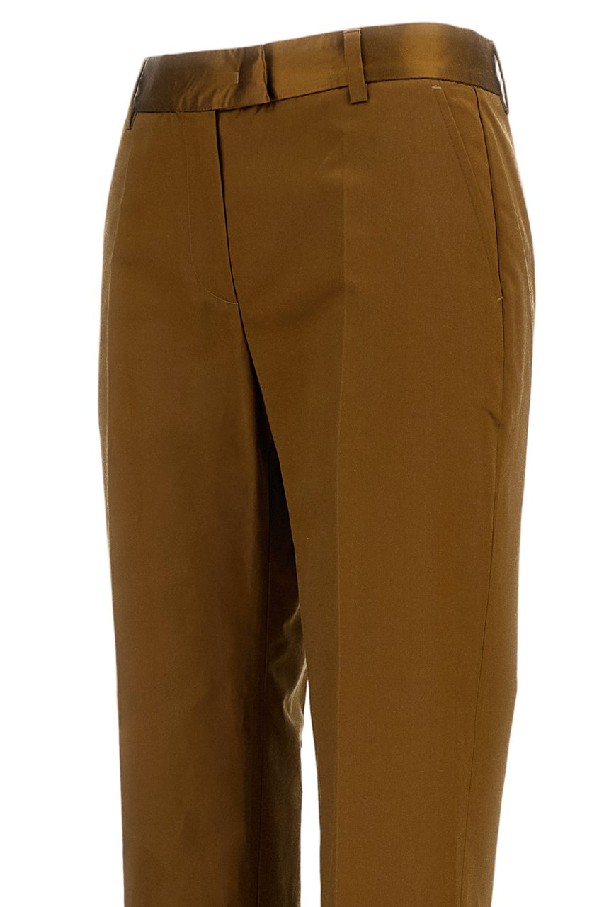 Alberto Biani Brown Silk-Blend Straight-Leg Cropped Pants Bruin