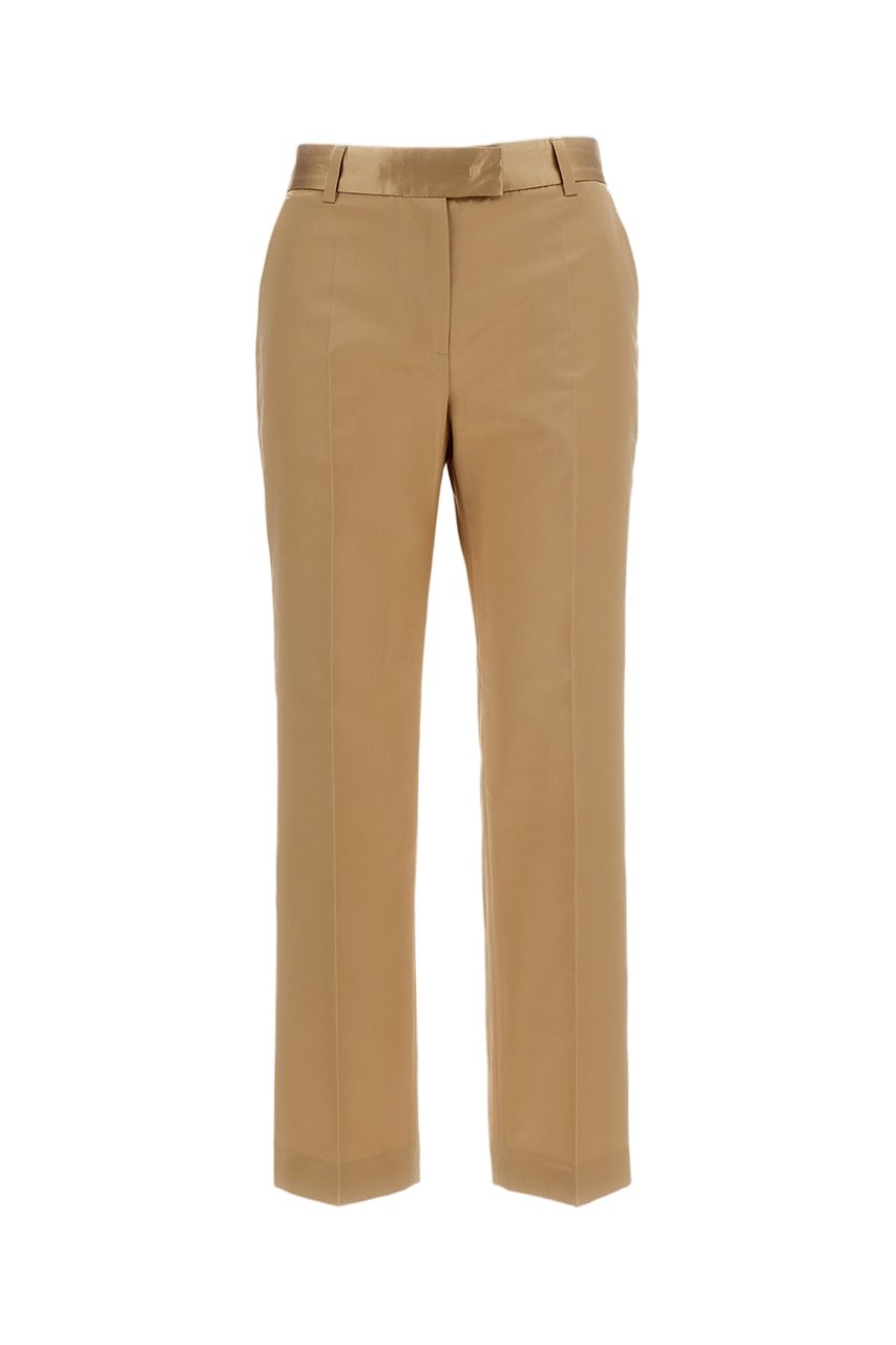 Alberto Biani Beige Silk-Blend Straight-Leg Cropped Pants Neutraal